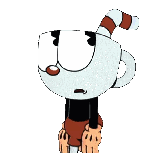 Cartoon With Cup On Head Pointing Up