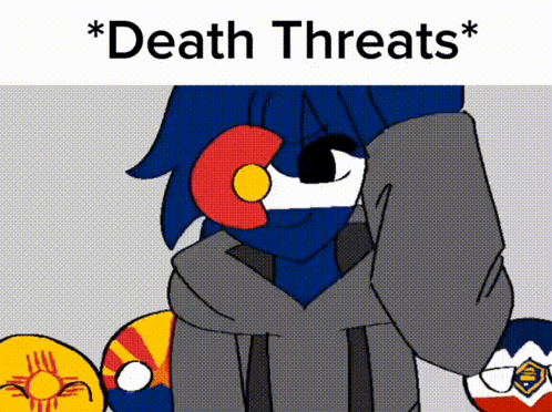 Cartoon With Death Threats Above Person