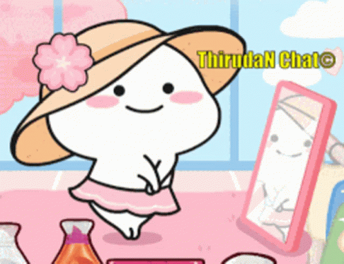 Cartoon With Flower Hat Saying Thiruda N Chat