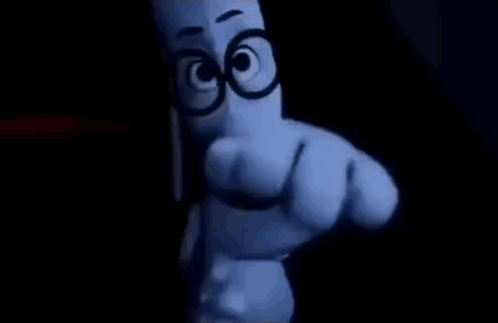 Cartoon With Glasses Pointing At Camera GIF