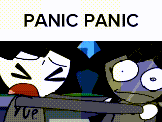 Cartoon With Panic Panic Text