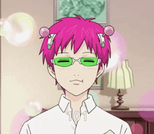 Cartoon With Pink Hair and Green Glasses Wearing 101 Shirt