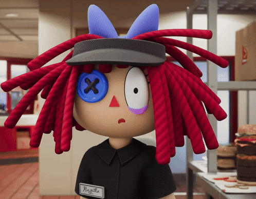 Cartoon With Red Dreadlocks Name Tag Piageta GIF