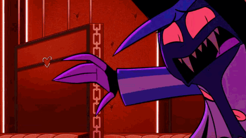 Cartoon With Red Eyes Standing in Front of Door Number 2