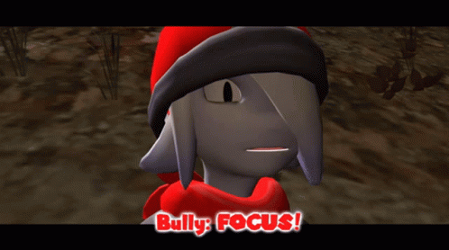 Cartoon With Red Scarf Saying Bully Focus