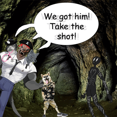 Cartoon With Speech Bubble Saying We Got Him Take The Shot GIF