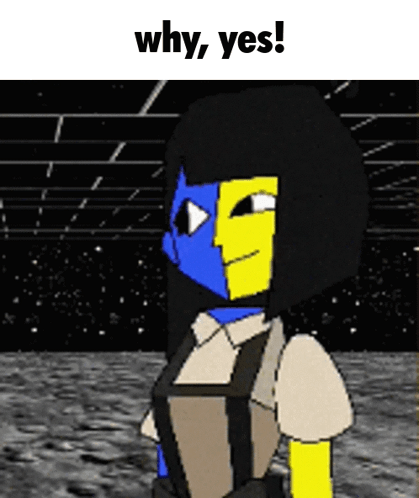 Cartoon With Yellow Blue Face Saying Why Yes