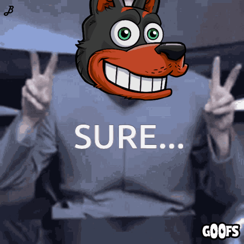 Cartoon Wolf Giving Peace Sign Sure
