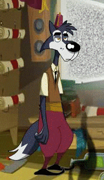 Cartoon Wolf in Vest and Tie