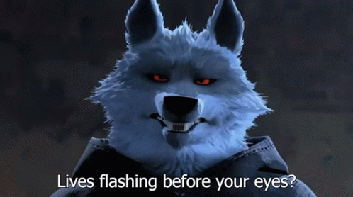Cartoon Wolf Red Eyes Lives Flashing Before Eyes