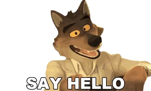 Cartoon Wolf Saying Say Hello