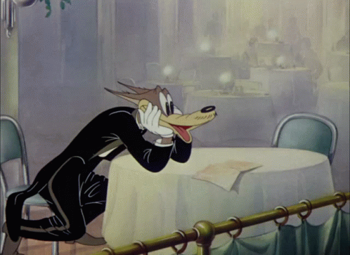 Cartoon Wolf Sitting with Mouth Open