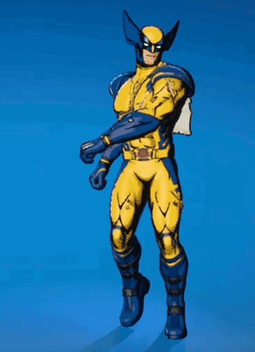 Cartoon Wolverine Standing on Blue