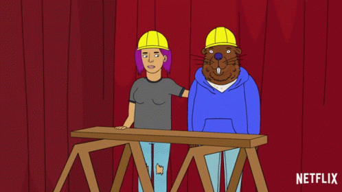 Cartoon Woman and Beaver With Netflix Logo