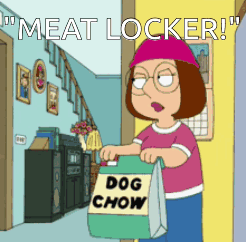 Cartoon Woman Carrying Bag of Dog Chow