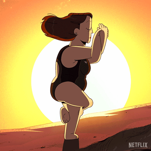 Cartoon Woman Doing Yoga With Netflix