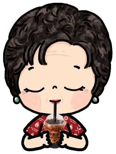 Cartoon Woman Drinking Through Straw