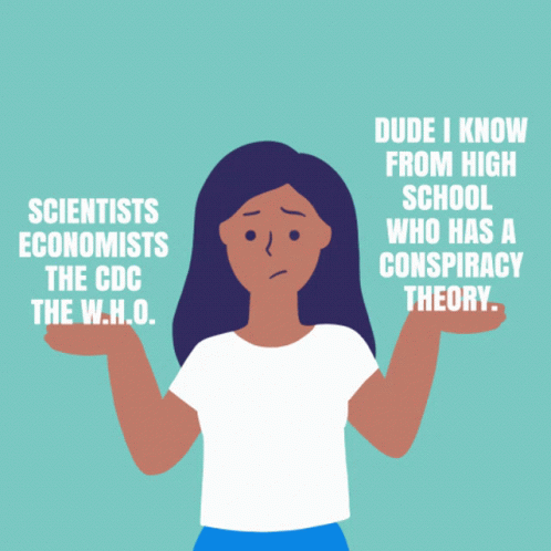 Cartoon Woman Dude I Know From High School Who Has a Conspiracy Theory