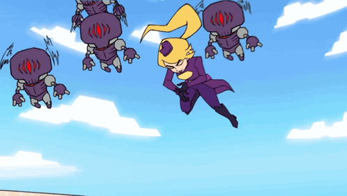 Cartoon Woman Flying Through Air