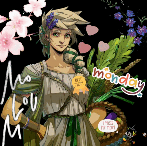 Cartoon Woman Holding Basket of Vegetables Monday