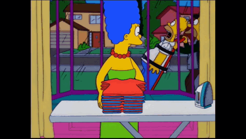Cartoon Woman Holding Clothes Stack GIF