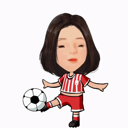 Cartoon Woman Holding Soccer Ball