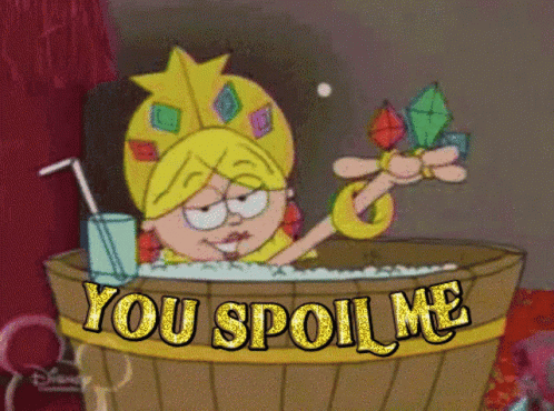 Cartoon Woman in Bathtub Saying You Spoil Me