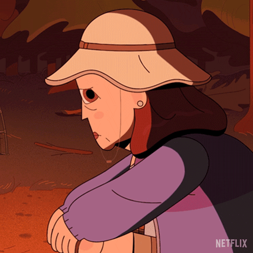 Cartoon Woman in Hat and Purple Shirt Netflix