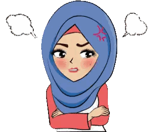 Cartoon Woman in Hijab Speech Bubble