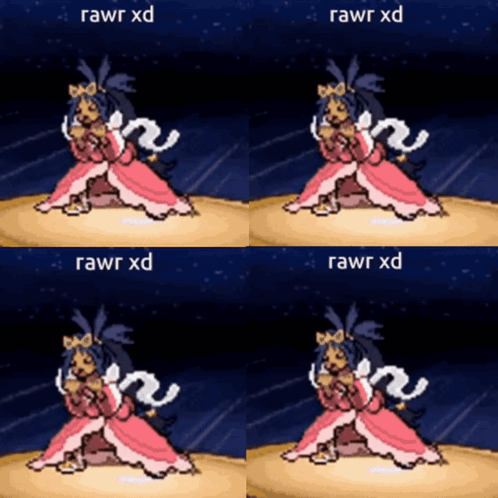 Cartoon Woman in Pink Dress Rawr Xd