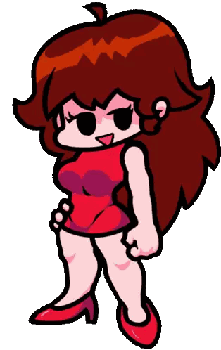 Cartoon Woman in Red Dress and Shoes