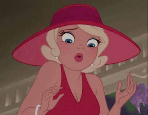 Cartoon Woman In Red Hat And Dress GIF