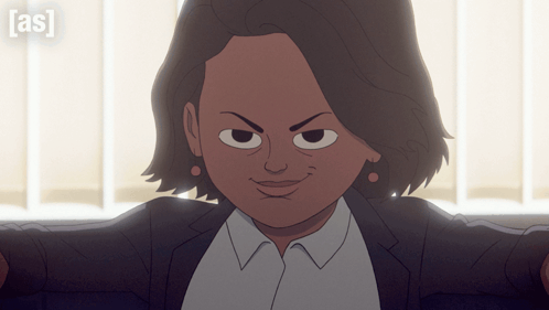Cartoon Woman In Suit And White Shirt As GIF