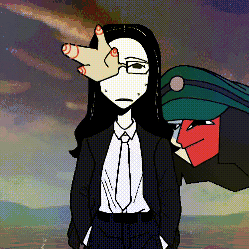 Cartoon Woman in Suit With Hand on Face