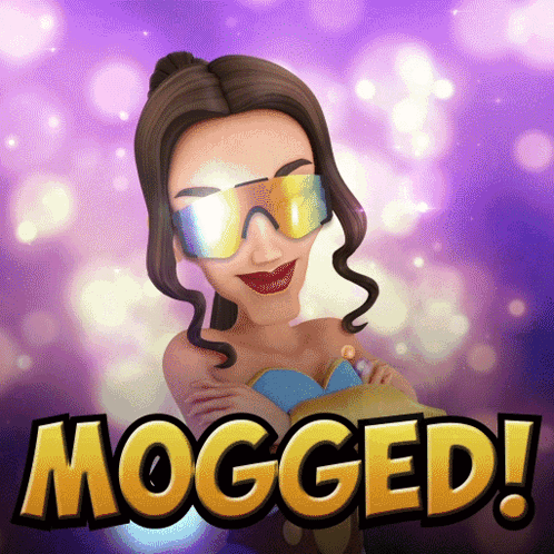 Cartoon Woman In Sunglasses Mogged GIF
