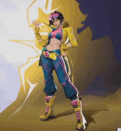 Cartoon Woman in Yellow and Blue Outfit
