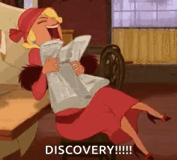 Cartoon Woman Laughing Holding Newspaper GIF
