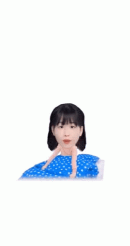 Cartoon Woman Laying on Blue Blanket
