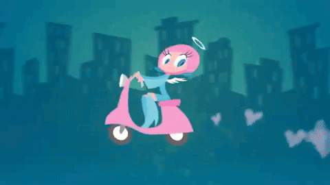 Cartoon Woman Riding Motorcycle GIF