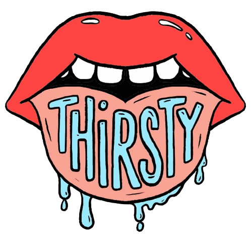Cartoon Woman's Mouth Dripping Thirsty