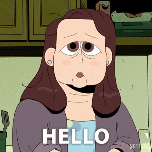 Cartoon Woman Saying Hello With Netflix Logo