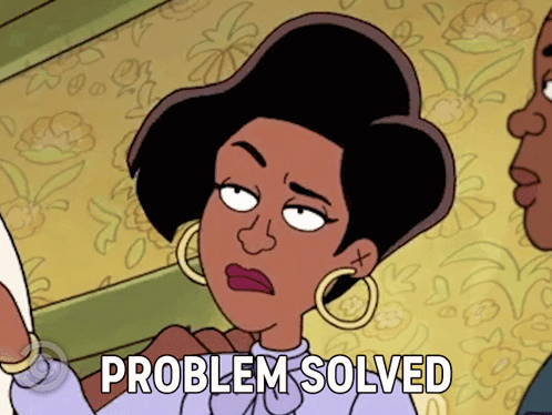 Cartoon Woman Saying Problem Solved GIF