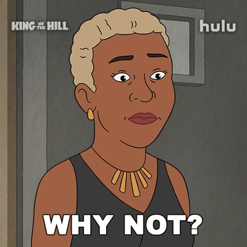 Cartoon Woman Saying Why Not