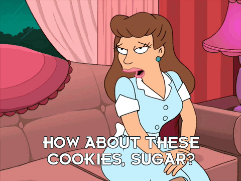 Cartoon Woman Sitting on Couch How About These Cookies Sugar