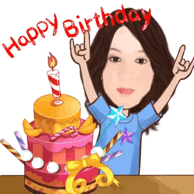 Cartoon Woman With Birthday Cake