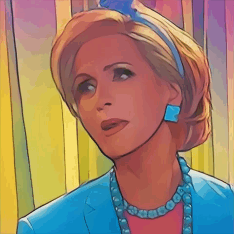 Cartoon Woman With Blue Earrings