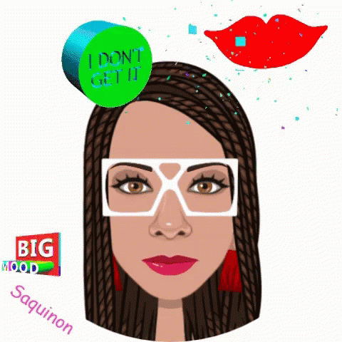 Cartoon Woman With Glasses and Green Circle I Don't Get It