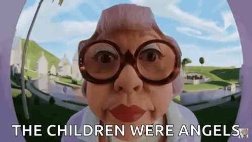 Cartoon Woman With Glasses Saying The Children Were Angels