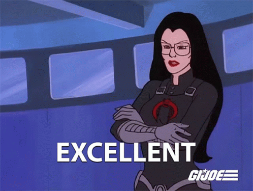 Cartoon Woman With Glasses Says Excellent Gi Joe GIF