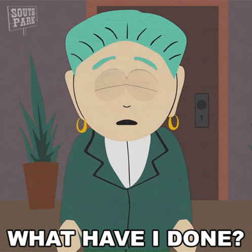 Cartoon Woman With Green Hair Asking What Have I Done GIF